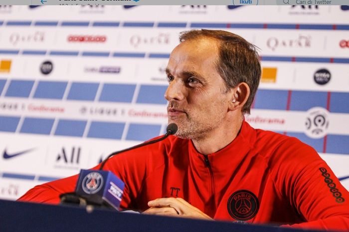 Pelatih PSG, Thomas Tuchel memberikan keterangan pers sebelum pertandingan melawan Dijon pada Sabtu (2/11/2019).