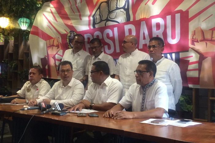 9 Caketum PSSI membuat deklarasi PSSI Baru Menuju Perubahan di FX Sudirman, Jakarta Pusat, Jumat (1/11/2019)
