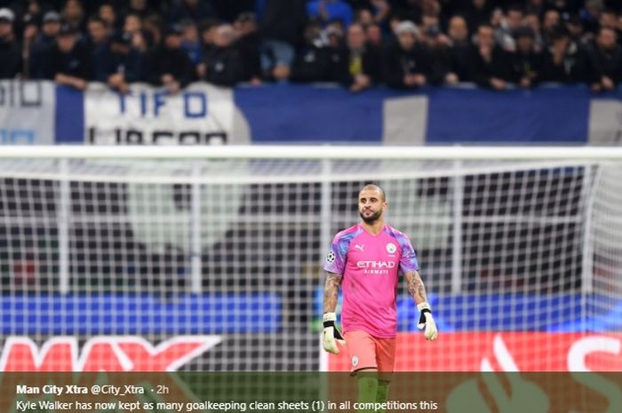 Momen bek kanan Manchester City, Kyle Walker menjadi penjaga gawang dadakan di laga kontra Atalanta pada matchday keempat Liga Champions 2019-2020.