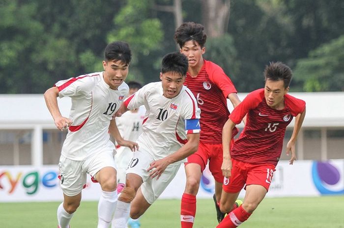 Laga pembuka Grup K Kualifikasi Piala Asia U-19 2020 antara timnas U-19 Korea Utara Vs timnas U-19 Hong Kong, di Stadion Madya, Jakarta, Rabu (6/11/2019).