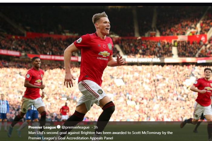 Scott McTominay merayakan gol untuk Manchester United.