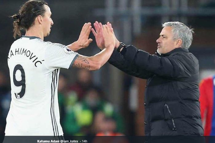 Zlatan Ibrahimovic dan Jose Mourinho sewaktu sama-sama masih berada di Manchester United.