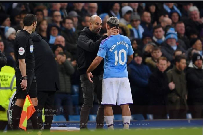 Pep Guardiola dan Sergio Aguero.