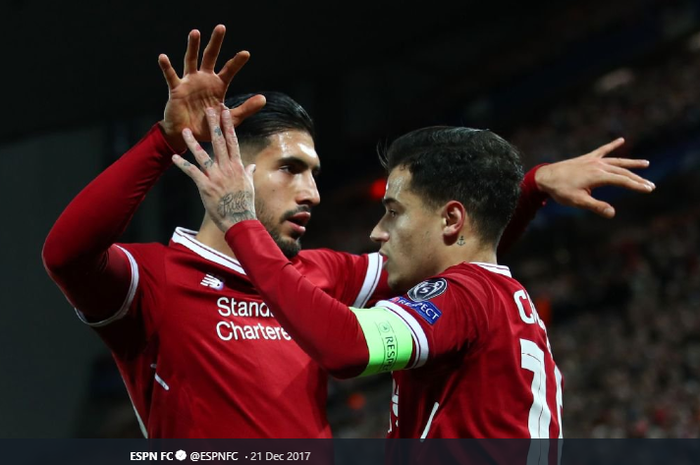 Philippe Coutinho (Kanan) dan Emre Can saat masih membela Liverpool