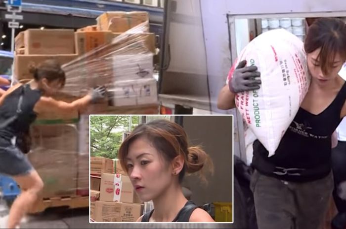 Seorang wanita di Hongkong ini membuktikan bisa bekerja di ranah yang didominasi oleh kaum pria, yaitu sebagai kuli angkut