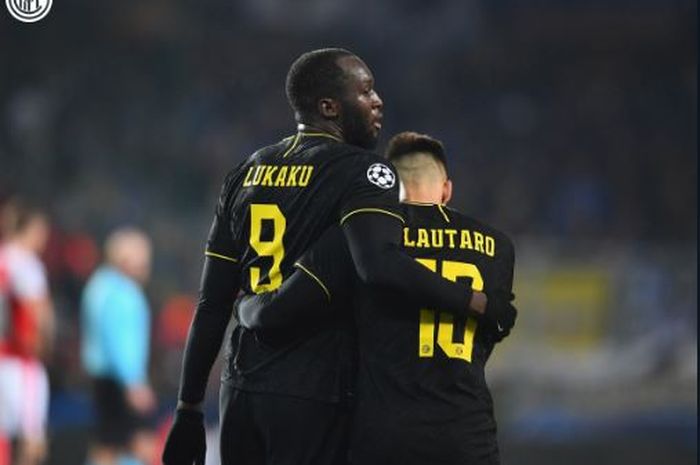 Dua penyerang Inter Milan, Romelu Lukaku dan Lautaro Martinez.