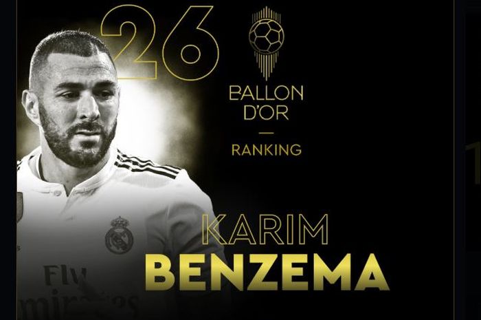 Karim Benzema menempati peringkat ke-26 Balon d Or 2019