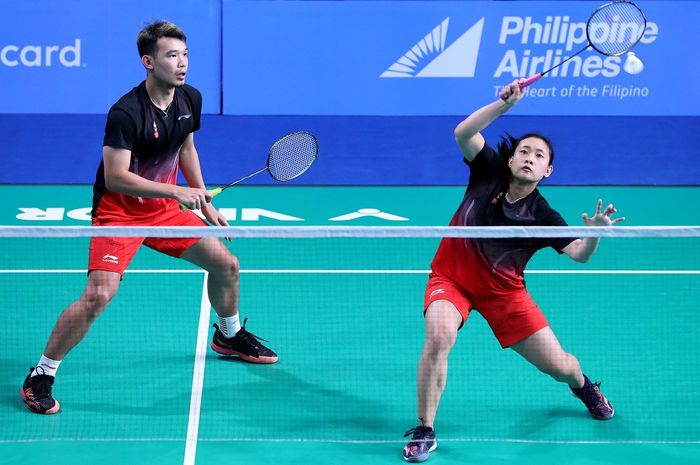 Ganda campuran Indonesia, Rinov Rivaldy/Pitha Haningtyas Mentari saat berlaga pada babak pertama SEA Games 2019, Kamis (5/12/2019)