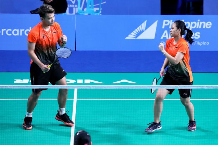 Pasangan ganda campuran Indonesia, Rinov Rivaldy/Pitha Haningtyas Mentari, tampil pada perempat final SEA Games 2019, Sabtu (7/12/2019)