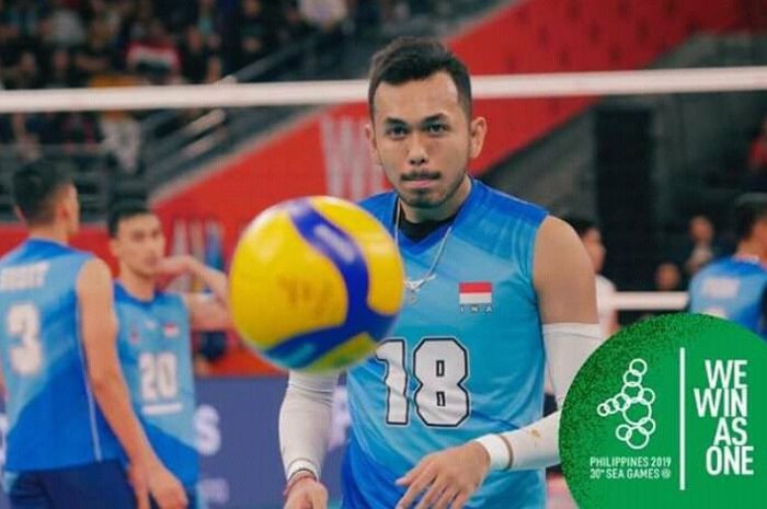 Aksi I Putu Randu Wahyu Pradana saat memperkuat Tim Voli Putra Indonesia dalam ajang SEA Games 2019