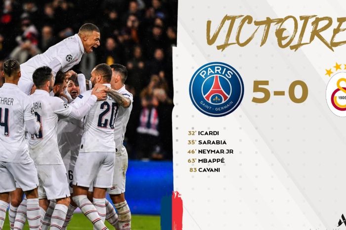 PSG mengalahkan Galatasaray 5-0 pada matchday terakhir fase grup Liga Champions, Rabu (11/12/2019) di Parc des Princes.