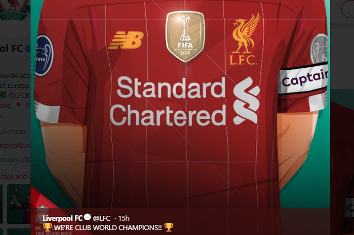 Ilustrasi jersey Liverpool yang menggunakan FIFA Champions Badge atau Emblem Juara FIFA