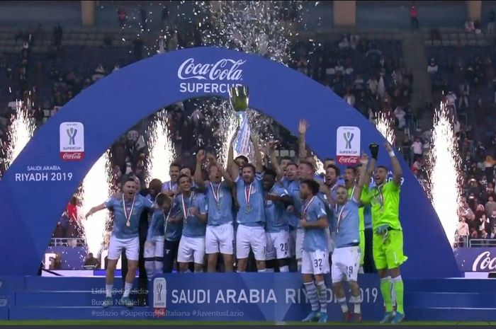 Lazio juara Piala Super Italia 2019 setelah mengalahkan Juventus pada laga di Stadion King Saud University Riyadh, 22 Desember 2019.