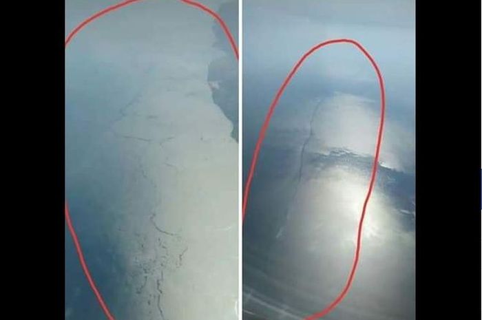 Viral postingan yang memperlihatkan retakan panjang di permukaan laut, disebut tanda akan datang gempa besar di Pulau Jawa.