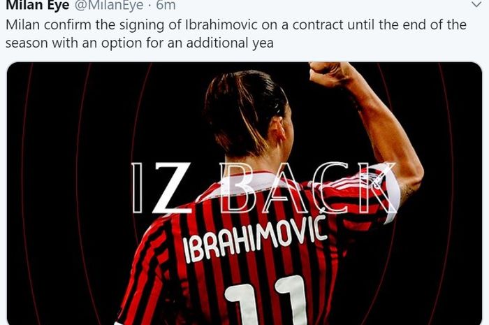 AC Milan resmi merekrut Zlatan Ibrahimovic.