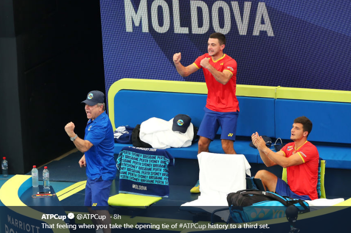 Tim Moldova saat pertandingan Grup C ATP Cup 2020 melawan Belgia di Ken Rosewall Arena, Sydney, Australia, 3 Januari 2020.