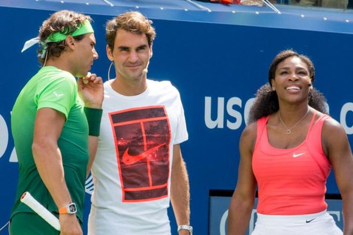 Dari kiri ke kanan: petenis putra Spanyol Rafael Nadal, petenis putra Swiss Roger Federer, dan petenis putri Amerika Serikat Serena Williams.