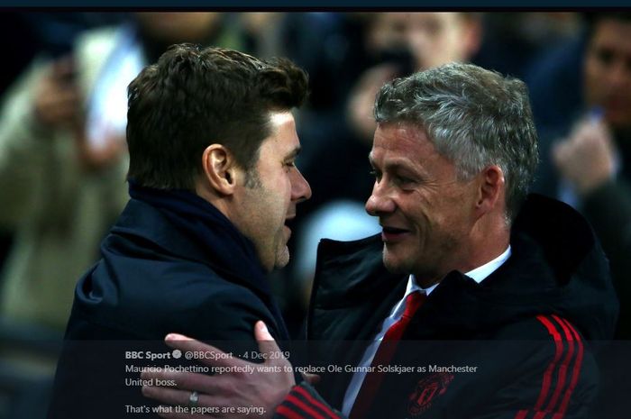 Ole Gunnar Solskjaer (kanan) dan Mauricio Pochettino.