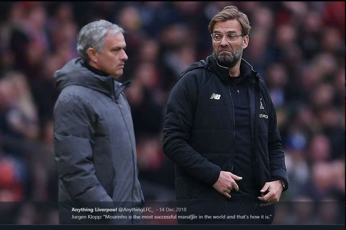 Juergen Klopp (kanan) dan Jose Mourinho.