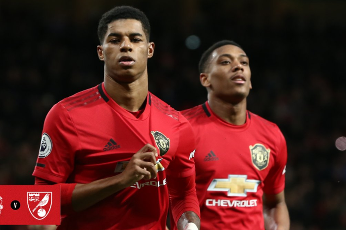 Dua pemain yang mencetak gol kemenangan Manchester United di laga kontra Norwich City ,Marcus Rashford (Kiri) dan Anthony Martial (Kanan).