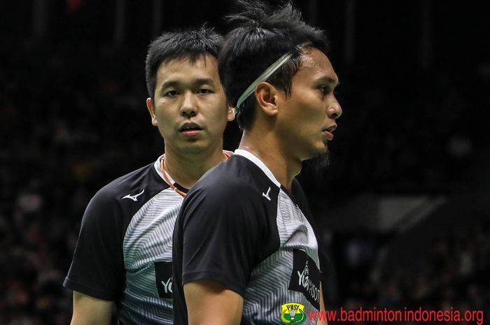 Mohammad Ahsan/Hendra Setiawan saat bertanding pada babak kedua Indonesia Masters 2020 di Istora Senayan Jakarta, Kamis (16/1/2020).