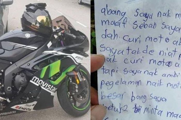 Motornya hilang, pemilik malah dapatkan surat dari pencuri