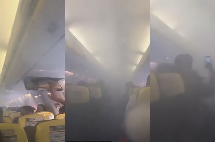 Sebuah penerbangan Ryanair ke bandara Stansed harus melakukan pendaratan darurat setelah kabin tiba-tiba dipenuhi asap tebal