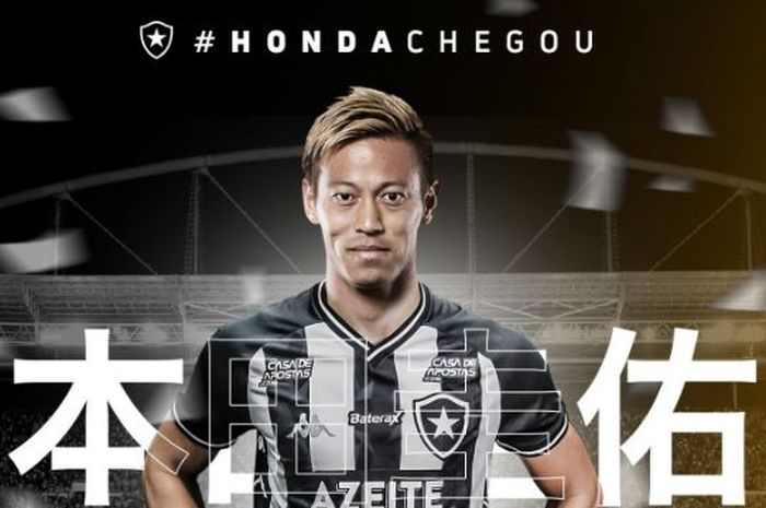 Gelandang serang asal Jepang, Keisuke Honda, resmi memperkuat kontestan Liga Brasil, Botafogo.