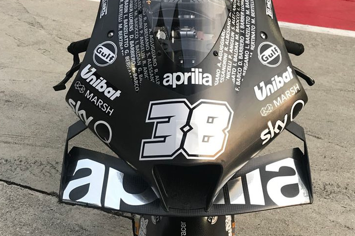 Penampakan winglet motor baru Aprilia RS-GP yang akan diuji coba dalam tes pramusim MotoGP 2020 di Sirkuit Sepang, Malaysia.