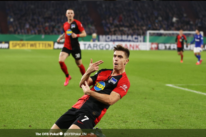 Striker anyar Hertha BSC, Krzysztof Piatek mencetak gol di laga debutnya dalam ajang DFB Pokal, Selasa (3/2/2020) malam atau Rabu dini hari WIB.
