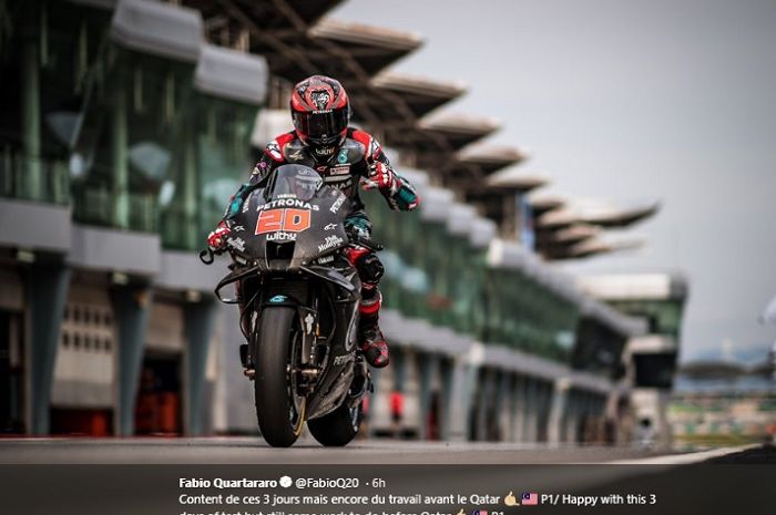 Pembalap Petronas Yamaha, Fabio Quartararo, menyudahi tes pramusim MotoGP 2020 di Sepang dengan gemilang. Dia sukses mencatat waktu tercepat selama tiga hari saat tes berlangsung. 