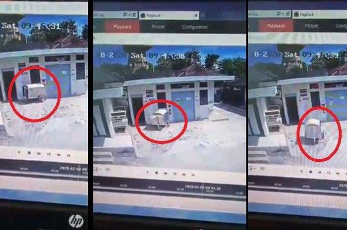 Tangkapan layar video gerobak sampah jalan sendiri