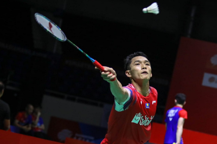 Pemain tunggal putra Indonesia, Jonatan Christie, saat beraksi pada semifinal Kejuaraan Beregu Asia 2020 di Rizal Memorial Coliseum, Manila, Filipina, Sabtu (15/2/2020). 