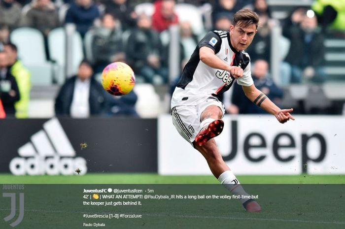 Paulo Dybala saat laga Juventus Vs Brescia di Allianz Stadium, pada laga pekan ke-24 Liga Italia, Minggu (16/2/2020).