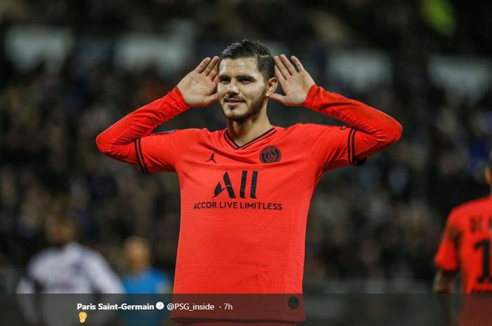 Mauro Icard merayakan gol untuk PSG ke gawang Amiens, 15 Februari 2020.