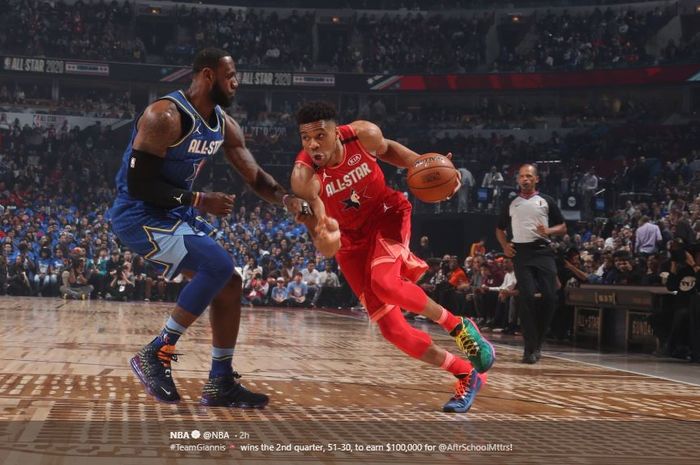 Aksi LeBron James pada laga NBA All-Star Game 2020, Senin (17/2/2020) pagi WIB