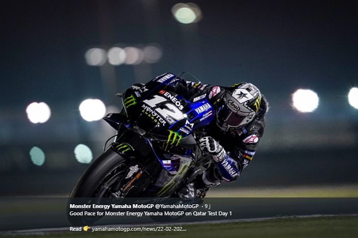 Pembalap Monster Energy Yamaha, Maverick Vinales, saat beraksi di lintasan Losail, Doha, Qatar pada tes pramusim MotoGP 2020, Sabtu (22/2/2020).