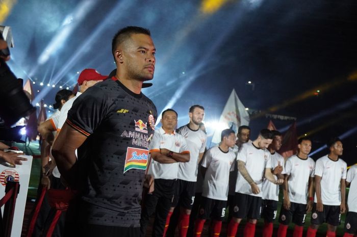 Kapten Persija Jakarta, Andritany Ardhiyasa, diperkenalkan saat launching tim di Stadion Utama Gelora Bung Karno (SUGBK), Senayan, Jakarta Pusat, Minggu (23/2/2020).