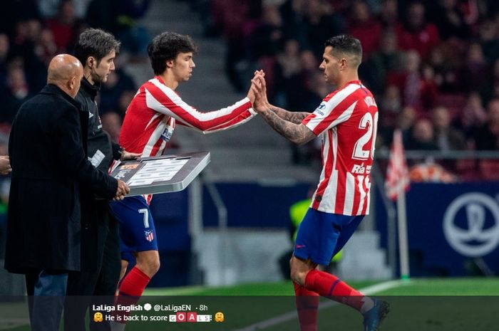 Joao Felix (kiri) masuk menggantikan Vitolo (kanan) di laga Atletico Madrid Vs Villarreal, Senin (24/2/2020) dini hari WIB