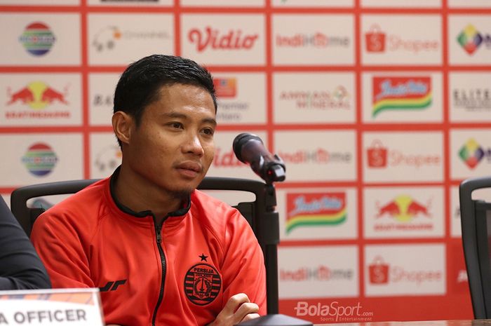Evan Dimas dalam jumpa pers usai pertandingan melawan Borneo FC pada pekan pertama Shopee Liga 1 2020, Minggu (1/3/2020) di Stadion Utama Gelora Bung Karno, Jakarta.