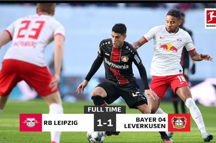 RB Leipzig bermain imbang dengan Bayer Leverkusen dalam lanjutan Bundesliga di Red Bull Arena, Leipzig, 1 Maret 2020.
