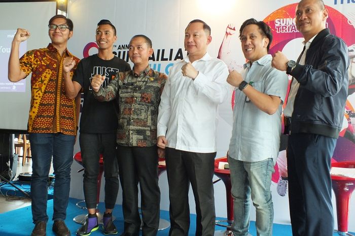 Konferensi pers Mandiri 8th Annual Sungailiat Triathlon 2020 di FX, Senayan, Jakarta, Jumat (6/3/2020).