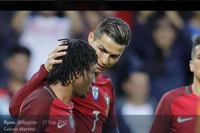 Gelson Martins dan Cristiano Ronaldo saat memperkuat timnas Portugal.