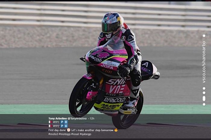 Pembalap Italia (Tony Arbolino) Pada Sesi Latihan bebas GP Qatar 2020 Kelas Moto3