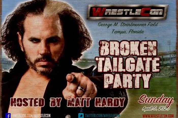 Poster Matt Hardy kala dirinya akan menjadi pembawa acara di Wrestlecon, Tampa, Florida, Jumat-Minggu (3-5/4/2020.