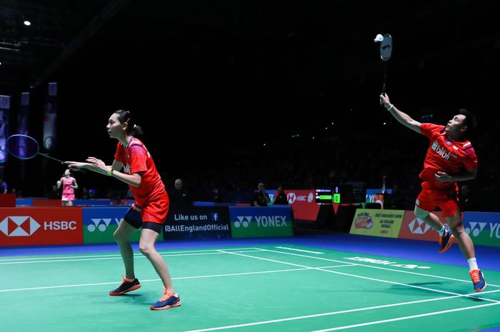 Aksi Hafiz Faizal/Gloria Emanuelle Widjaja pada babak kedua All England 2020, Kamis (13/3/2020)