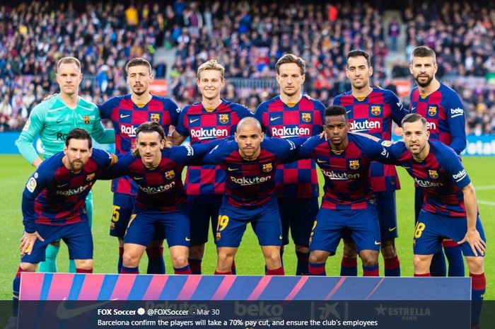 Skuad lengkap Barcelona pada satu laga di Liga Spanyol musim 2019-2020.