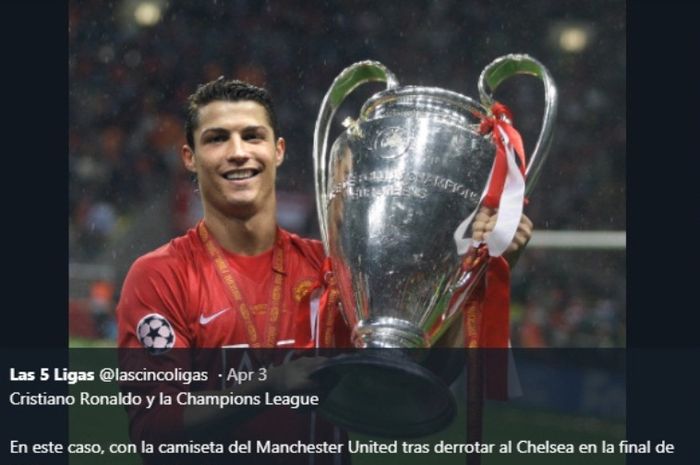 Megabintang asal Portugal, Cristiano Ronaldo, saat masih berseragam Manchester United.