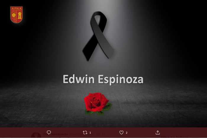 Pemain muda Guayaquil City, Edwin Espinoza, menjadi korban salah tembak pada Sabtu (11/4/2020) waktu setempat.