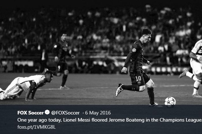 Jerome Boateng saat dipermalukan Lionel Messi dalam pertandingan Liga Champions 2015.
